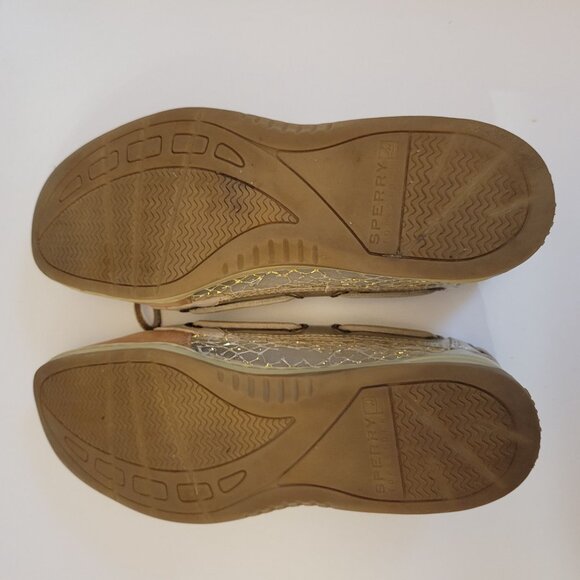 Sperry Womens Gold & Tan Leather Boat Shoes Size 6.5M - Picture 5 of 7